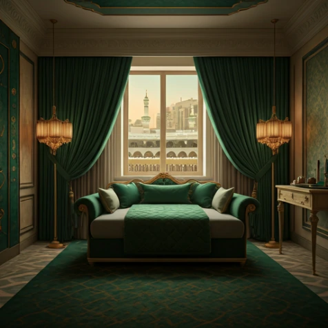 Luxury hotel room with view of Masjid al-Haram
